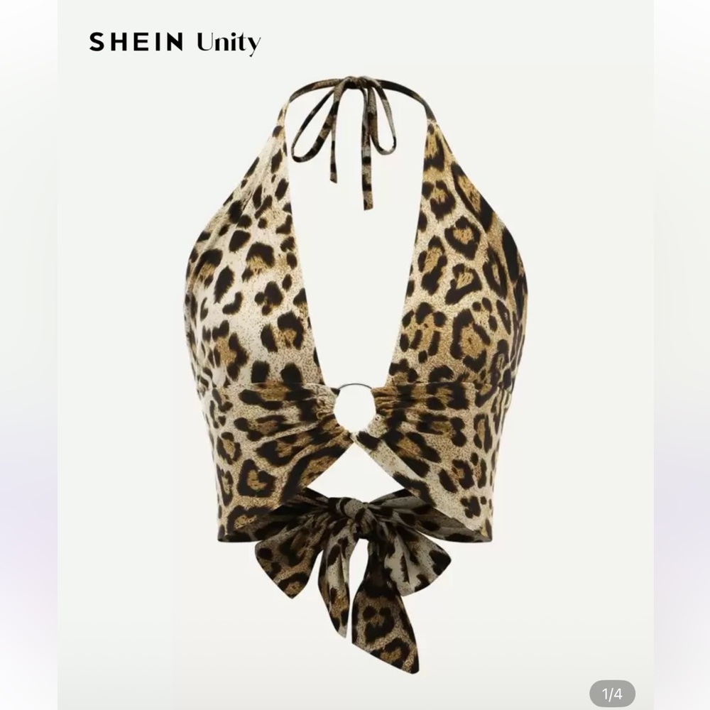 NEW Y2K SHEIN Leopard Print Halter Top